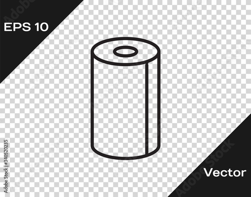 Black line Paper towel roll icon isolated on transparent background. Vector Illustration