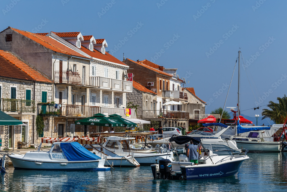 SUCURAJ / CROATIA - AUGUST 2015: View to the bay of small Sucuraj town on Hvar island, Croatia