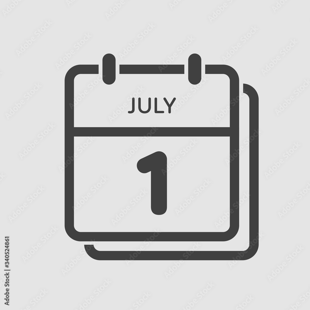 Icon calendar day 1 July, summer days of the year Icon calendar day 1 July, summer days of the year