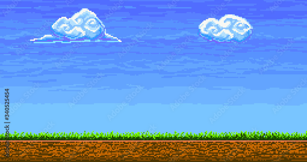 custom made wallpaper toronto digitalLandscape page of pixel game, underground and grass, background for video-game or app 8bit game