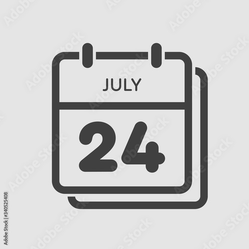 Icon calendar day 24 July, summer days of the year