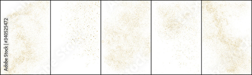 Set of Gold Glitter Texture Isolated on White Background. Golden stardust. Amber Particles Color. Sparkles Rain. Vector Illustration, Eps 10.