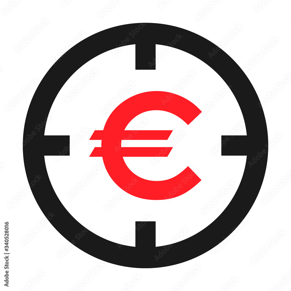 Target icon with money symbol for website etc. Web flat button, vector illustration Target icon with money symbol for website etc. Web flat button, vector illustration