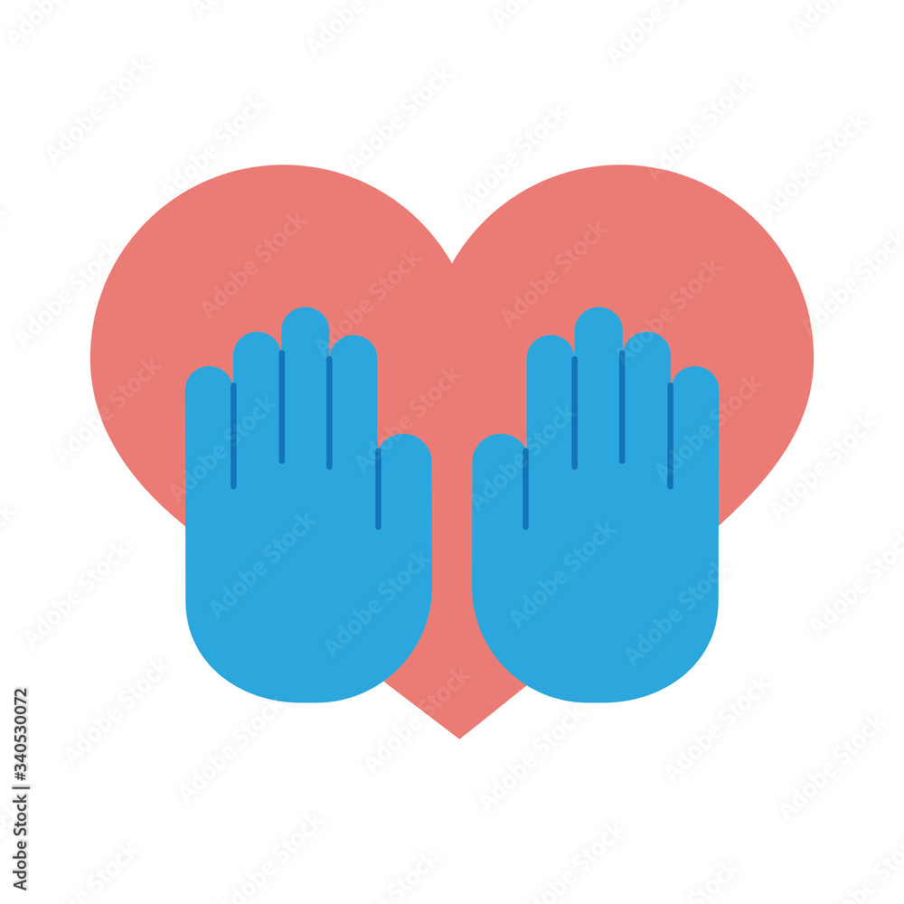 Obraz premium hands human lifting heart solidarity flat style