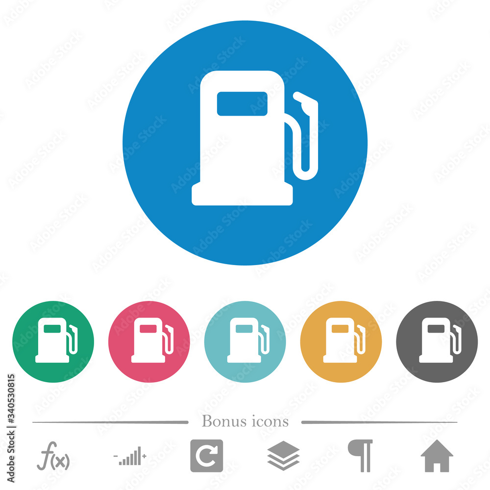Gas station flat round icons Gas station flat round icons