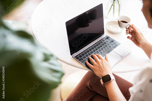 Woman working on a laptop