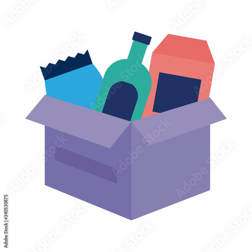 donations urn with groceries solidarity flat style