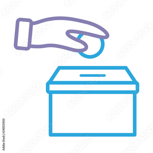 donations urn with hand insert coin solidarity line style