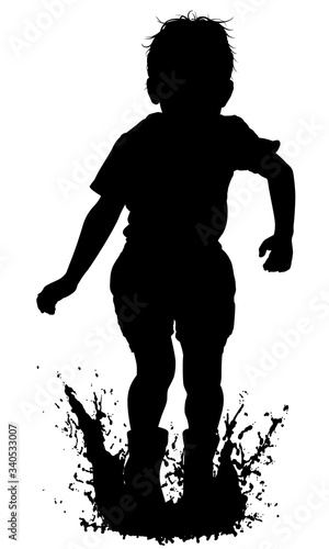 Muddy puddle child silhouette
