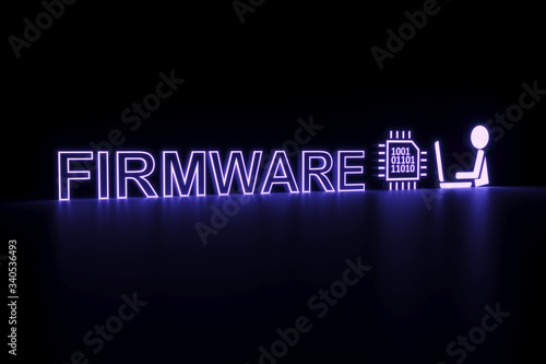 FIRMWARE neon concept self illumination background 3D illustration photo