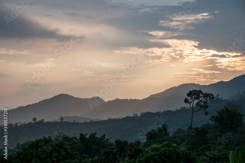 Traveling to see the sea of mist and sunrise in the morning at the view of Phu Lanka  Phayao Province  Thailand