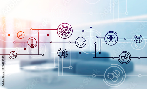 Coronavirus interface, living room background