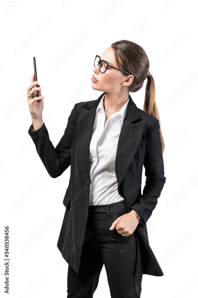 Businesswoman making video call, isolated Businesswoman making video call, isolated