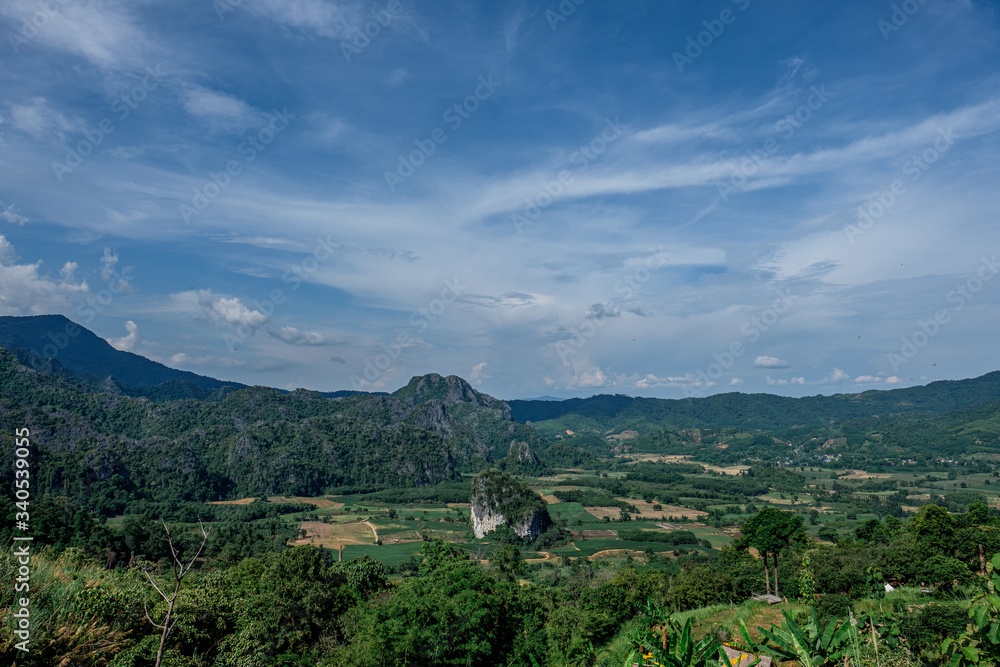 Fototapeta premium Traveling to see the sea of mist and sunrise in the morning at the view of Phu Lanka, Phayao Province, Thailand