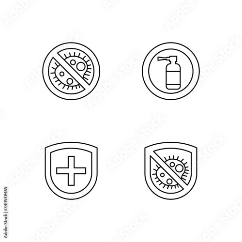Set of anti bacterial line icon design. Health protection icon design. Badge health illustration vector.