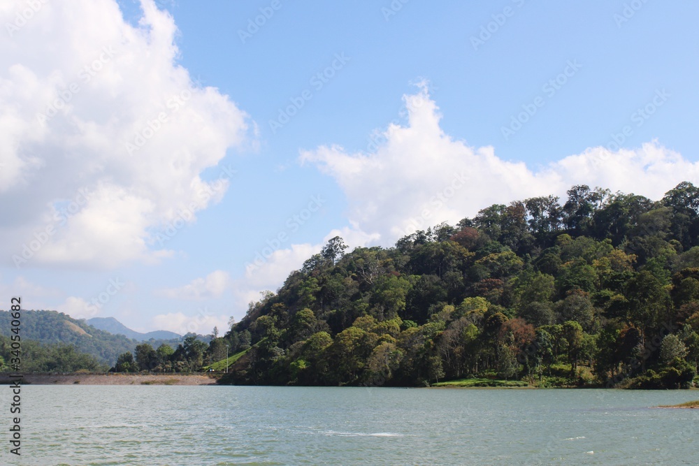 lake and mountains in Munnar Kerala 