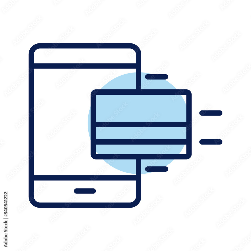 smartphone with credit card line style icon smartphone with credit card line style icon