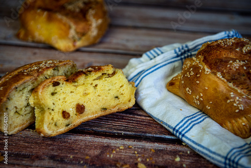 Traditional Cypriot easter cheese pastries, flaounes photo