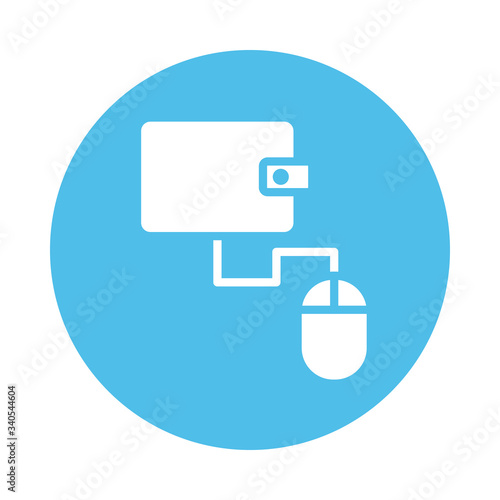 wallet money with mouse block style icon
