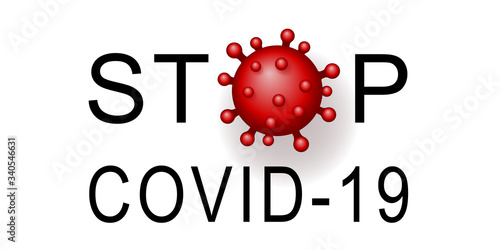 Coronavirus 2019-nCoV. Corona virus 3D icon. Red sign isolated white background. Stop pathogen respiratory infection Design bacteria. Influenza pandemic Corona-virus prevention. Vector illustration