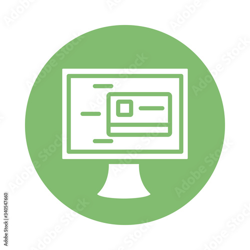 credit card in desktop block style icon