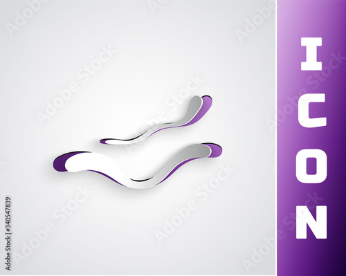 Paper cut Ebola virus disease icon isolated on grey background. Paper art style. Vector Illustration
