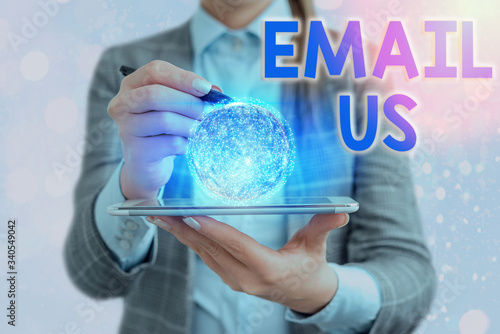 Text sign showing Email Us. Business photo text Sending a commercial message to a group of showing using mail Elements of this image furnished by NASA photo