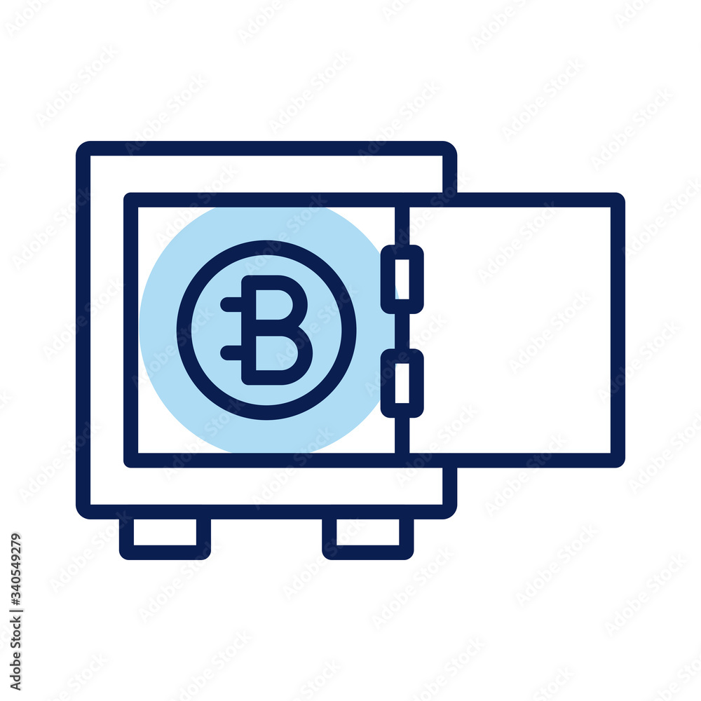 bitecoin in safe box crypto currency line style icon bitecoin in safe box crypto currency line style icon