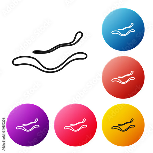Black line Ebola virus disease icon isolated on white background. Set icons colorful circle buttons. Vector Illustration