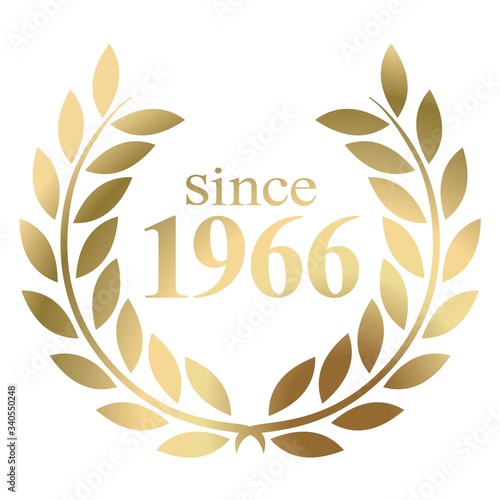 Year 1966 gold laurel wreath vector isolated on a white background 
