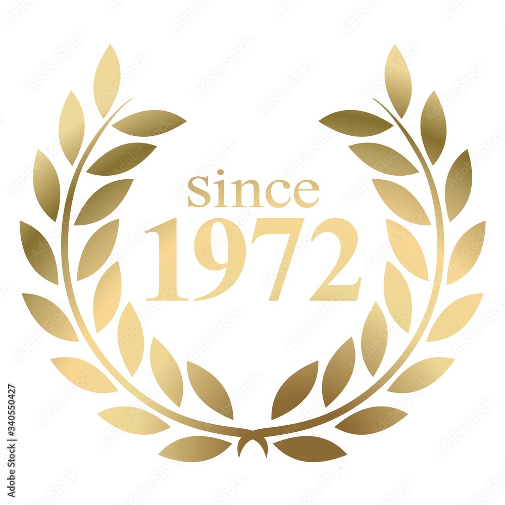 Year 1972 gold laurel wreath vector isolated on a white background Year 1972 gold laurel wreath vector isolated on a white background