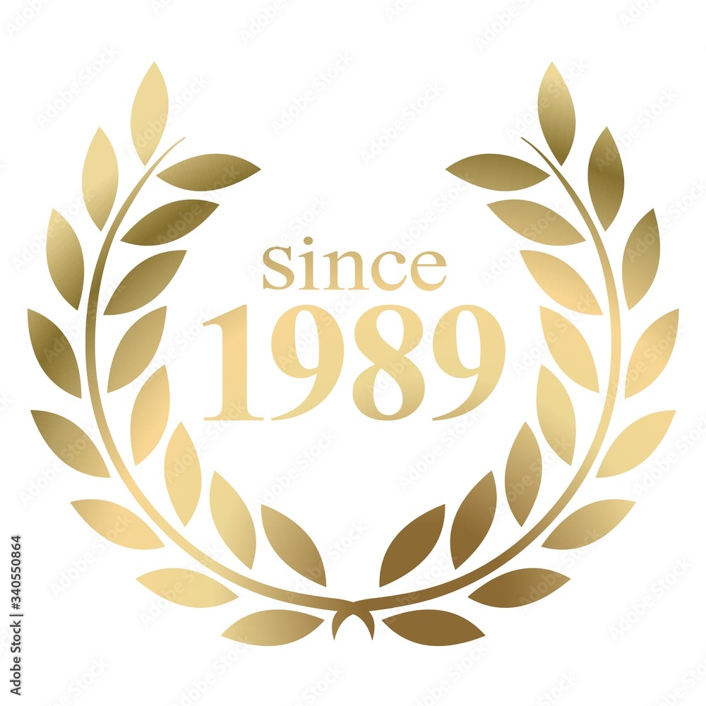 Year 1989 gold laurel wreath vector isolated on a white background Year 1989 gold laurel wreath vector isolated on a white background