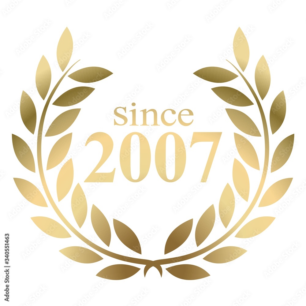 Obraz premium Year 2007 gold laurel wreath vector isolated on a white background 