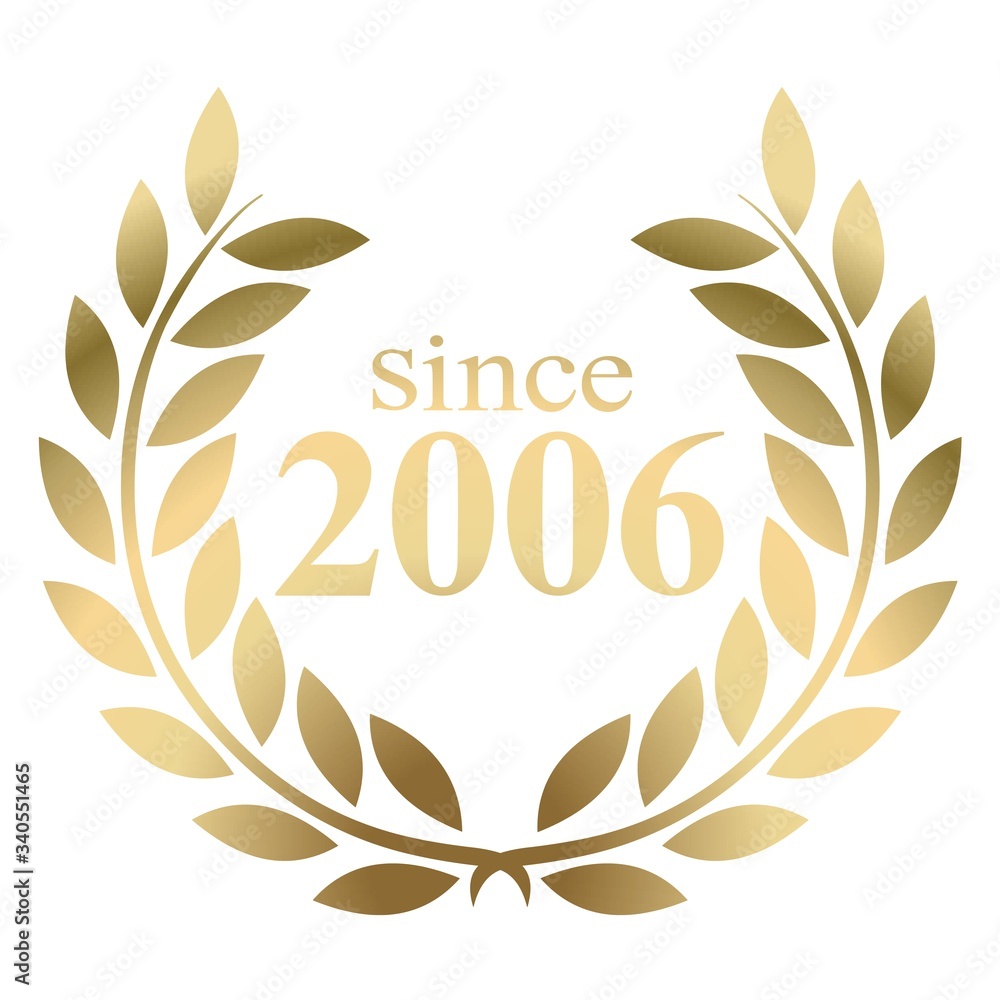 Obraz premium Year 2006 gold laurel wreath vector isolated on a white background 