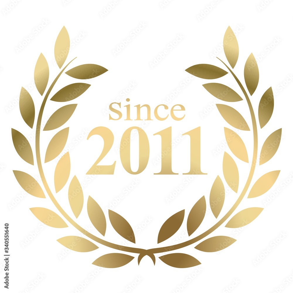 Year 2011 gold laurel wreath vector isolated on a white background 