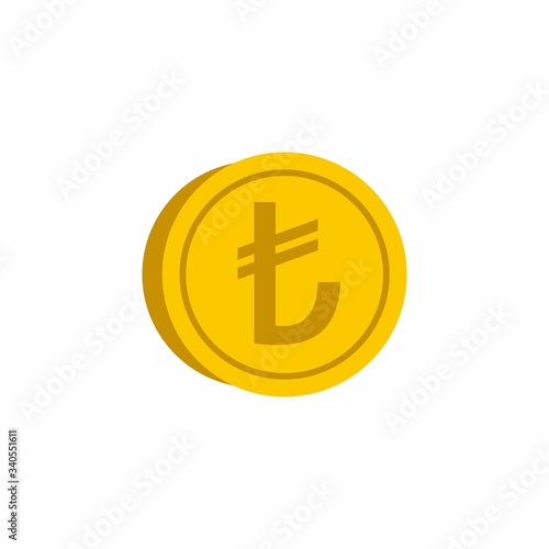Turkish lira coin vector design isolated on white background.