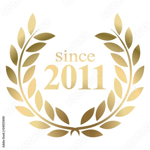 Year 2011 gold laurel wreath vector isolated on a white background 
