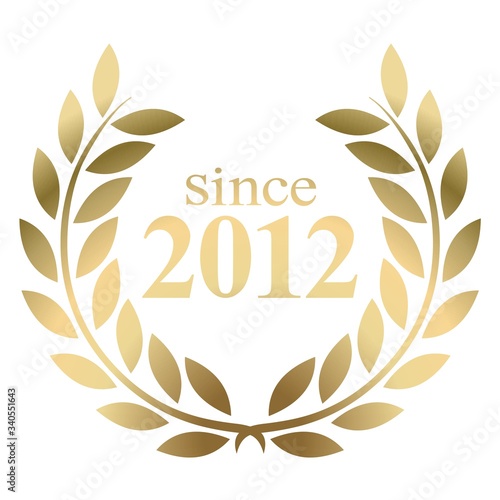 Year 2012 gold laurel wreath vector isolated on a white background 