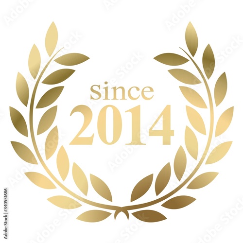 Year 2014 gold laurel wreath vector isolated on a white background 