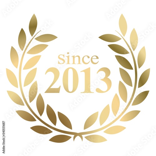 Year 2013 gold laurel wreath vector isolated on a white background 
