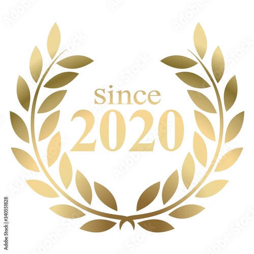 Year 2020 gold laurel wreath vector isolated on a white background 