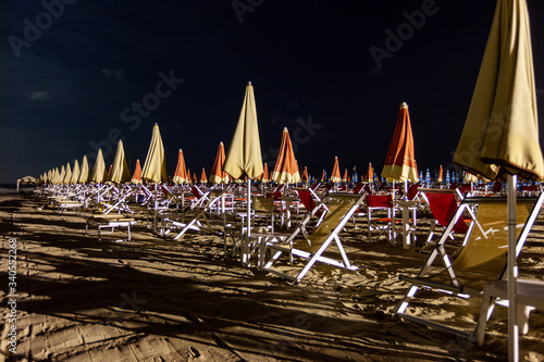 A deserted beach in Lido di Camaiore, a seaside resort liked by Italians. Tuscany, Italy © wjarek