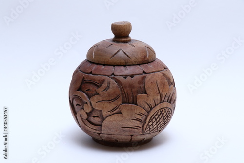 wooden vase isolated on white