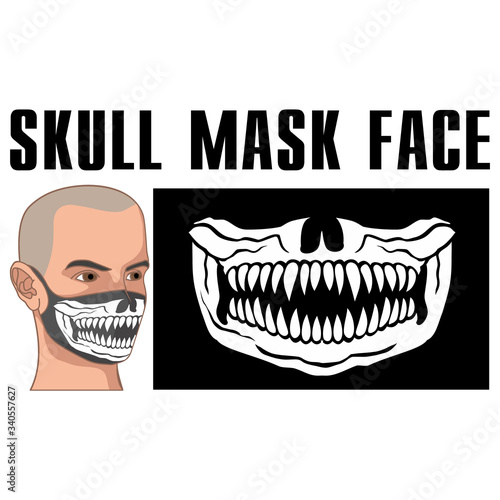 mask of face with skull and predator teeth