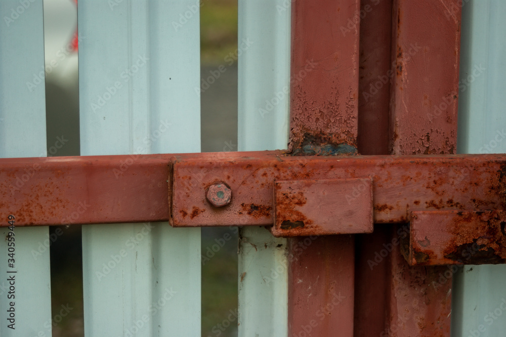 iron bolt on the gate in the village, Russia iron bolt on the gate in the village, Russia