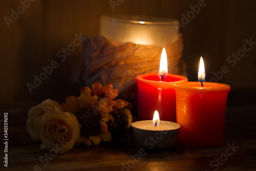 candle and rose