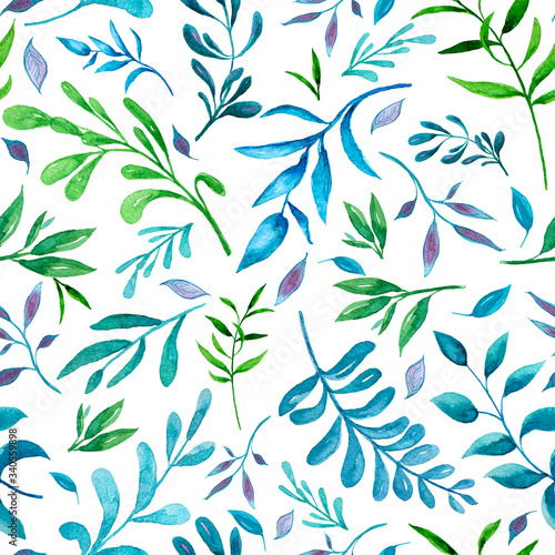 Colorful floral background on white. Watercolor pattern.