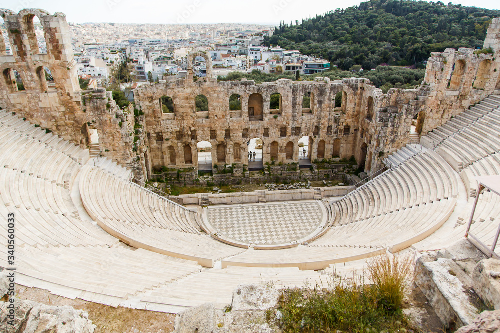 The theater of Herodion Atticus under the ruins of Acropolis, Athens, Greece