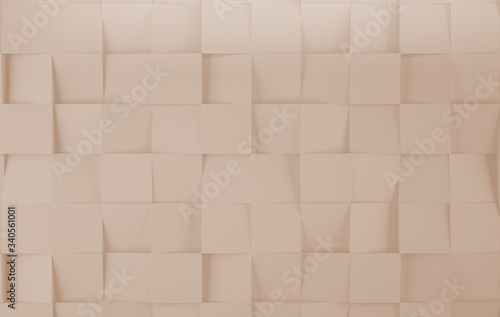 3D squares abstract background. Realistic wall of cubes. Three-dimensional render illustration.