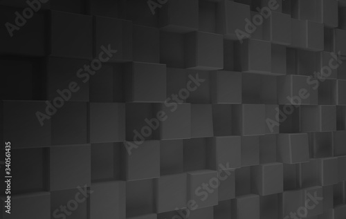 Fototapeta Naklejka Na Ścianę i Meble -  3D squares abstract background. Realistic wall of cubes. Three-dimensional render illustration.